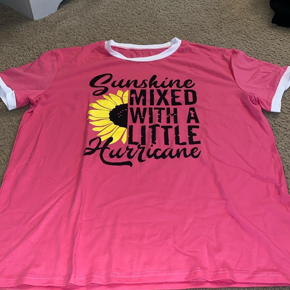 Pink Shirt with Sunflower Design
